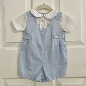 Petit Ami Blue Gingham Baby Boy Short Set